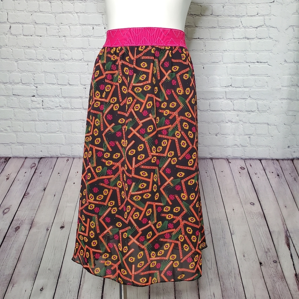 LuLaRoe Lola Sheer Aztec Print Skirt Size  XL